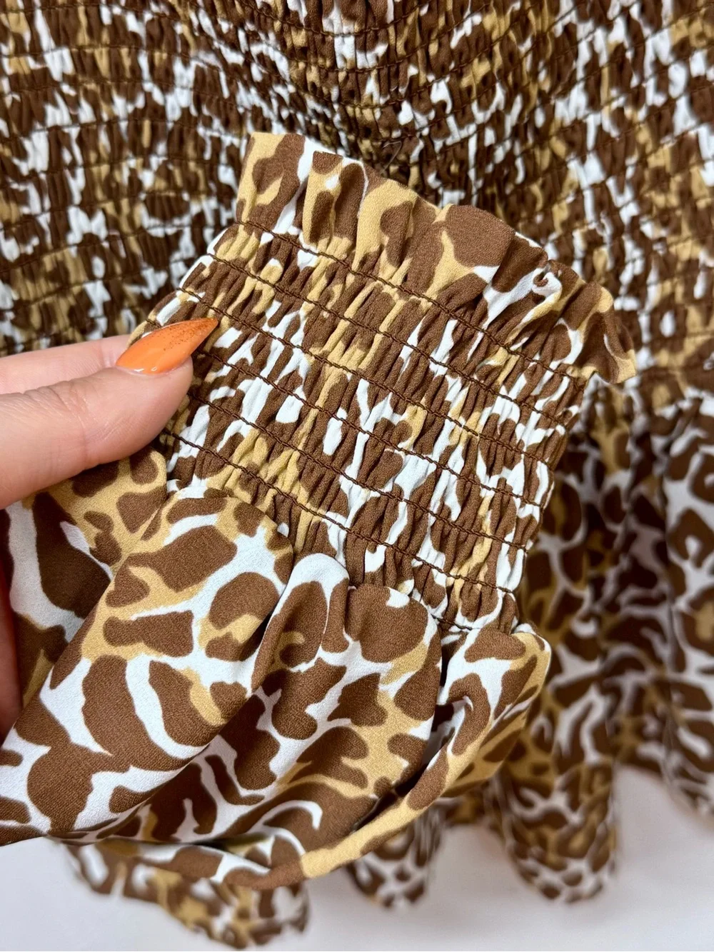 Lilly Pulitzer Demi Leopard Smocked Peplum Long Sleeve Top Brown Size L